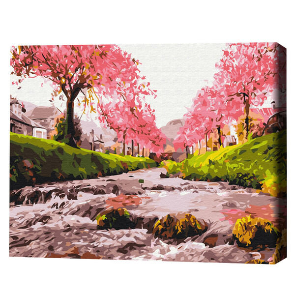 Pictură pe numere 40×50 cm (fără cutie)  –  Râul în sakura