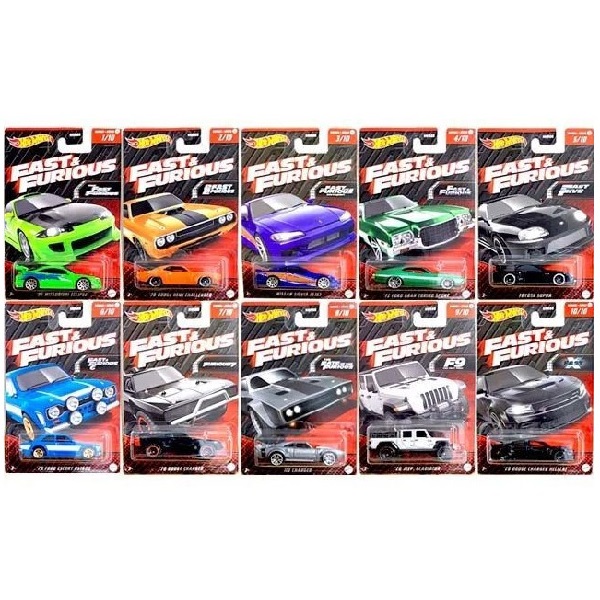 Hot Wheels Mașina din colecția Fast & Furios 10 modele
