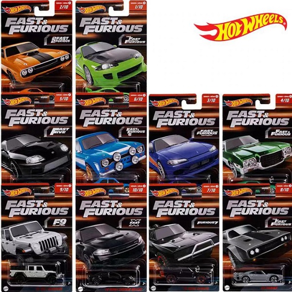 Hot Wheels Mașina din colecția Fast & Furios 10 modele