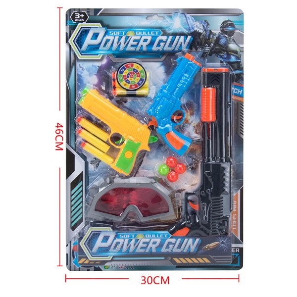 Set de joc cu 3 arme și ochelari de protecție