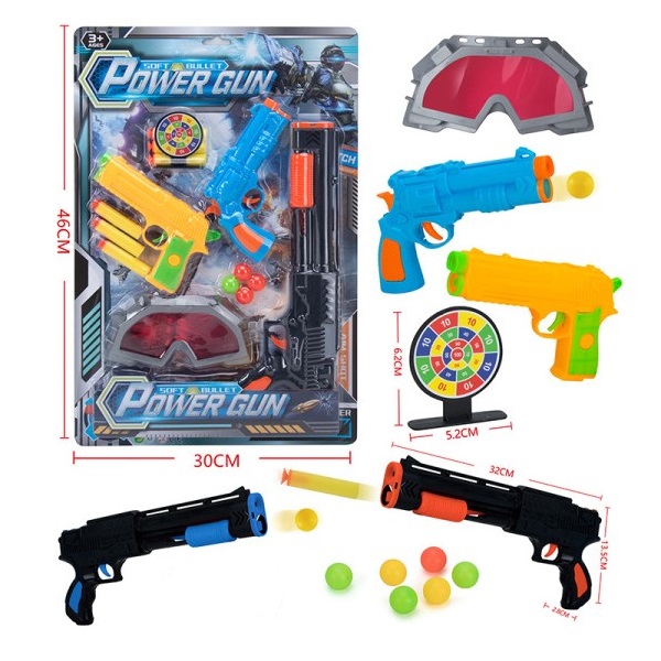 Set de joc cu 3 arme și ochelari de protecție