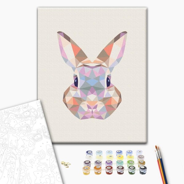 Pictură pe numere 40*50  cm (în cutie) – Iepuraș în stil mozaic