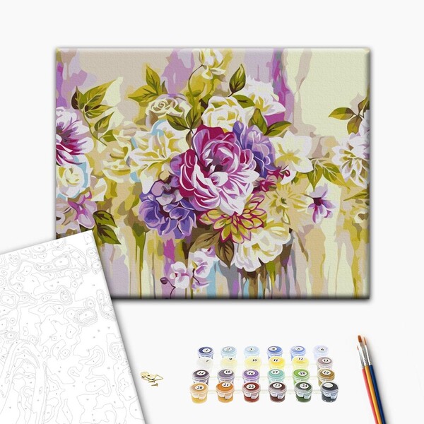 Pictură pe numere 40*50  cm (în cutie) – Natură statică în culori pastelate