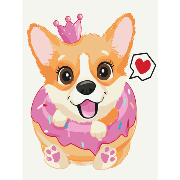 Pictură pe numere 30*40 сm (fără cutie) – Prințesa corgi