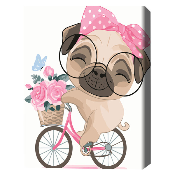 Cumpara  Picturi prin numere - Pictură pe numere 30*40 сm (fără cutie) – Pug..