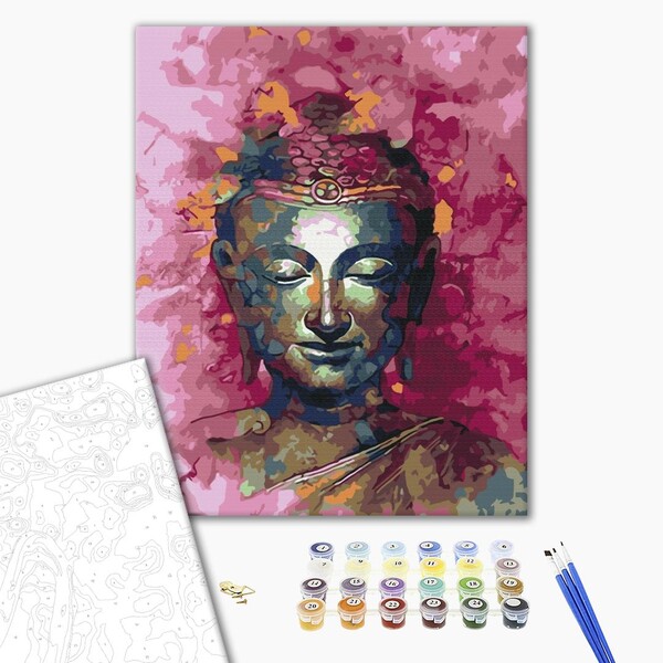 Pictură pe numere 40*50 сm (în cutie)  –  Buddha în nuanțe de roz