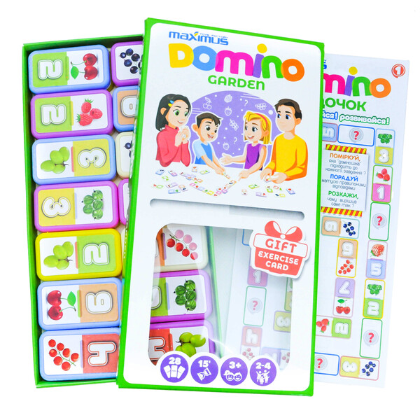 Joc de masă „Domino multicolor cu fructe”, 28 dominouri
