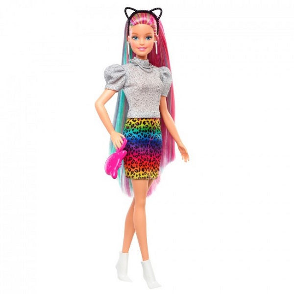 Игровой набор Barbie “Леопардовый образ с радужными волосами”