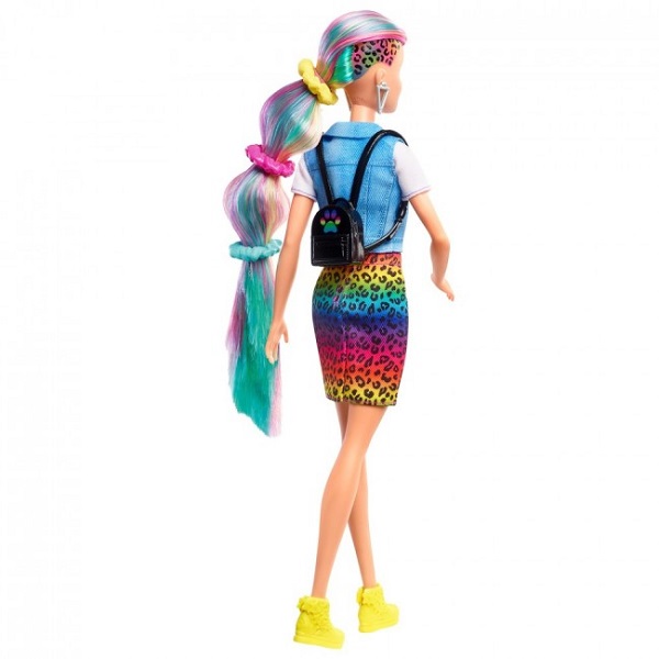 Игровой набор Barbie “Леопардовый образ с радужными волосами”