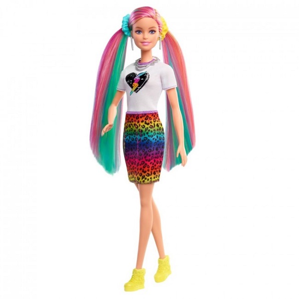 Игровой набор Barbie “Леопардовый образ с радужными волосами”