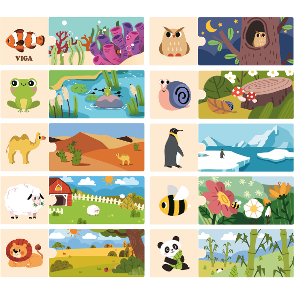 Joc de puzzle „Cine și unde locuiește” 24 elem.