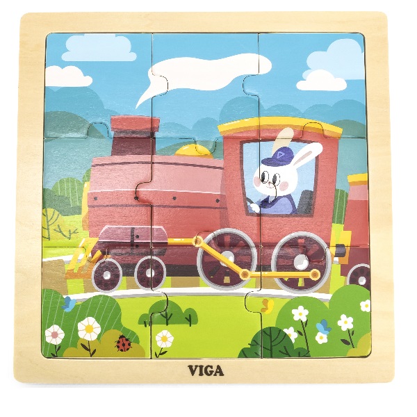 Puzzle din lemn „Locomotivă” 9 elem...