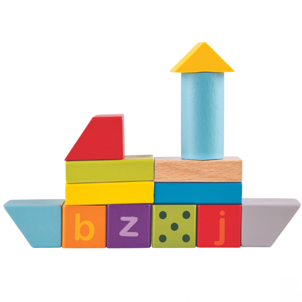 Constructor din lemn „Blocuri colorate: explorează și creează”, 100 buc