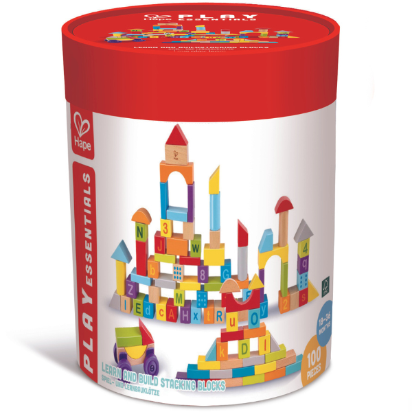 Constructor din lemn „Blocuri colorate: explorează și creează”, 100 buc