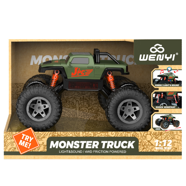 1:12 Monster Truck” cu inerție (lumină/sunet)