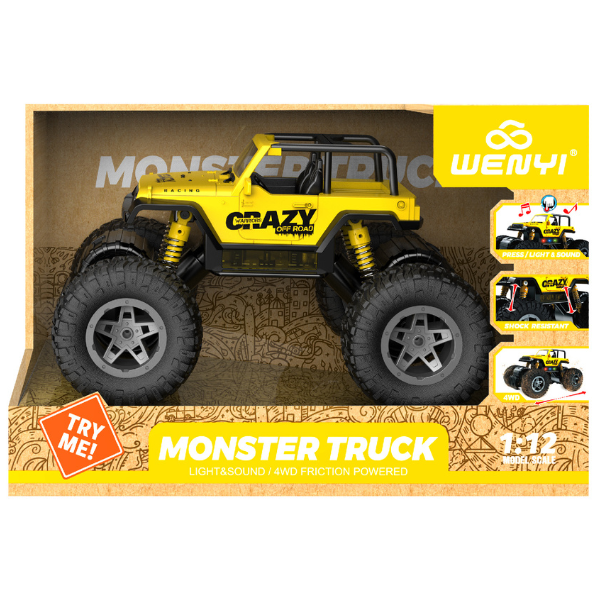 1:12 Monster Truck cu inerție (lumină/sunet)