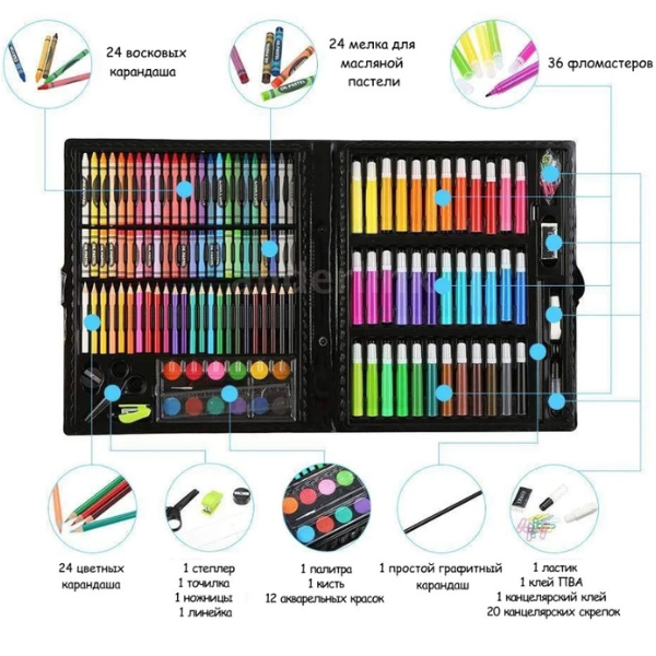 Set pentru desen și creație, 150 elemente