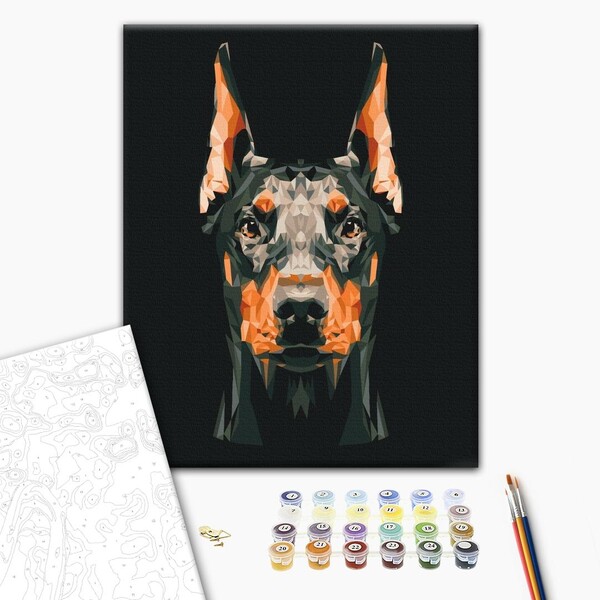 Pictură pe numere 40*50 сm (în cutie) – Doberman