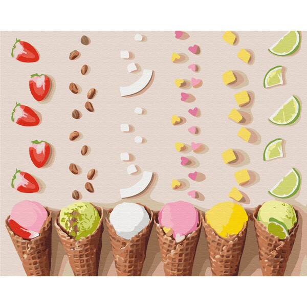 Pictură pe numere 40*50 сm (în cutie) – Înghețată colorată