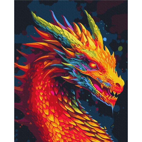 Картина по номерам 40*50 см (без упаковки) – Неоновый дракон