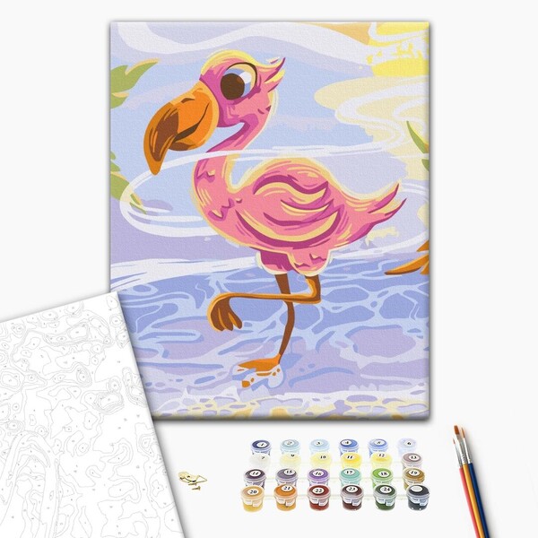 Pictură pe numere 30*40 сm (fără cutie) – Flamingo drăguț