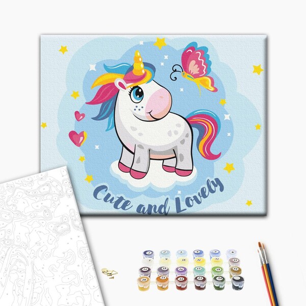 Pictură pe numere 30*40 сm (fără cutie) – Unicornul drăguț