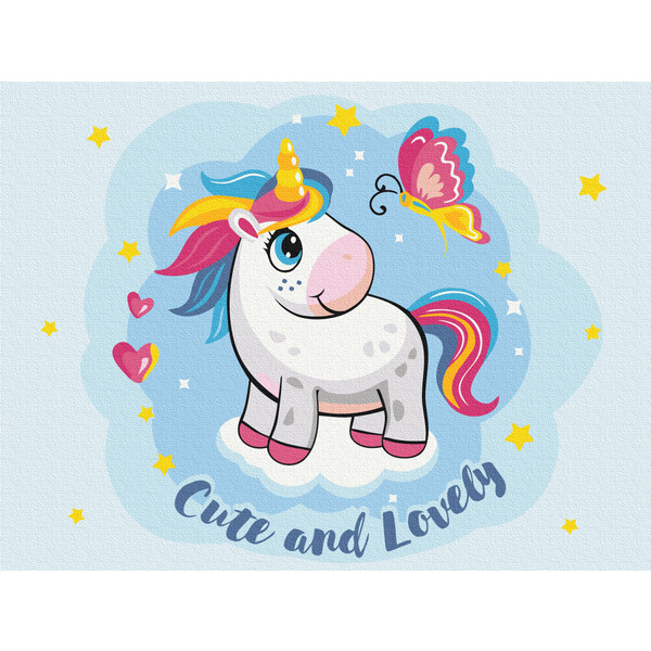 Pictură pe numere 30*40 сm (fără cutie) – Unicornul drăguț