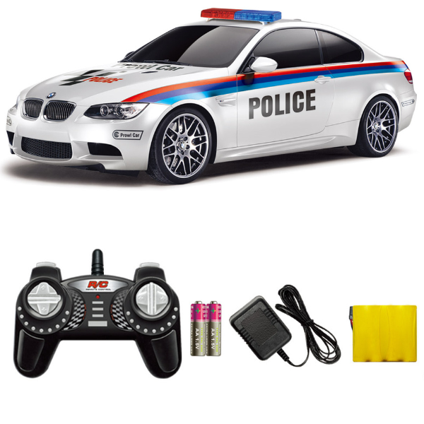 BMW M3 1:18 mașină de poliție cu telecomandă și baterie de 4.8V