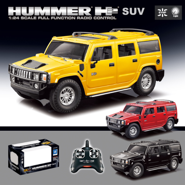 Hummer H2 1:24 cu telecomandă, 3 culori
