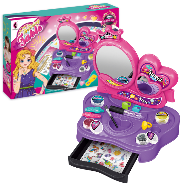 Set de joc “Oglindă de masă cu autocolante și pensule de machiaj”