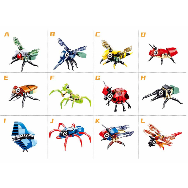 Set-surpriză de construcție ”Insecte”, în ou, de la 40 pînă la 54 elem.