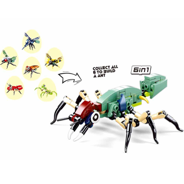 Set-surpriză de construcție ”Insecte”, în ou, de la 40 pînă la 54 elem.