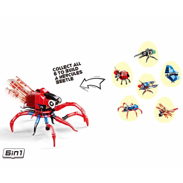 Set-surpriză de construcție ”Insecte”, în ou, de la 40 pînă la 54 elem.