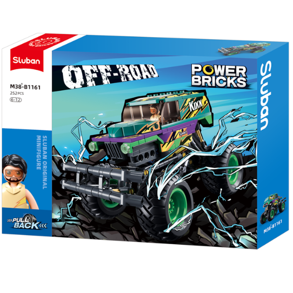 Set de construcție „Monster Truck verde-mov”, cu inerție, 252 elem.