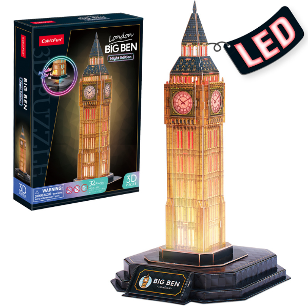 3D Puzzle “Big Ben” cu iluminare LED, 32 elem..