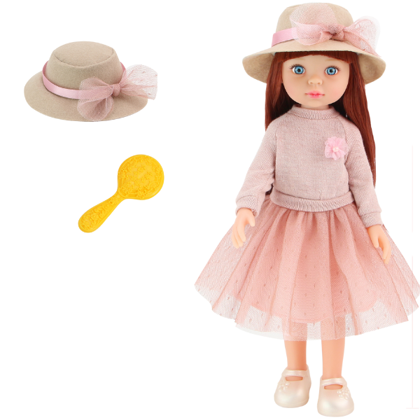 Păpușa „Mica Milly”, în rochie de toamnă, 33 cm