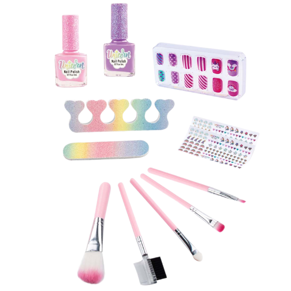 Geantă cosmetică cu set de machiaj și manichiură