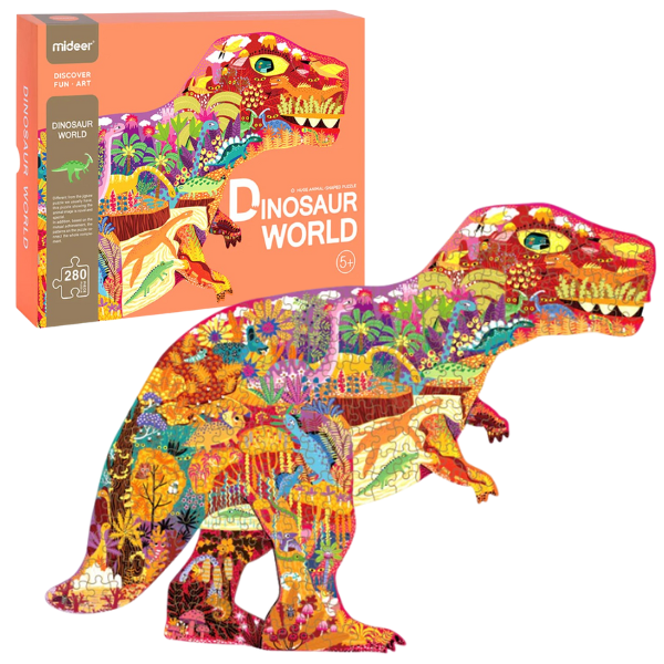 Puzzle cu formă neobișnuită „Lumea dinozaurilor”, 280 elem.