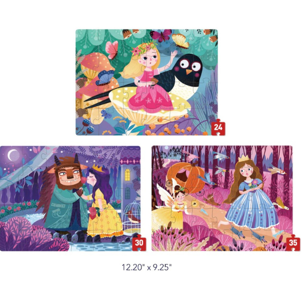 Seria de puzzle-uri „Aventurile prințeselor”, 3 în 1, nivelul 3