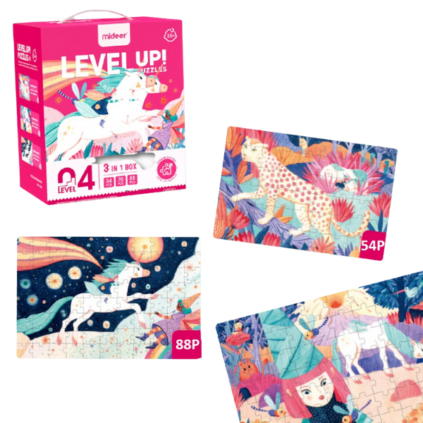 Seria de puzzle-uri „Unicorn”, 3 în 1, nivelul 4