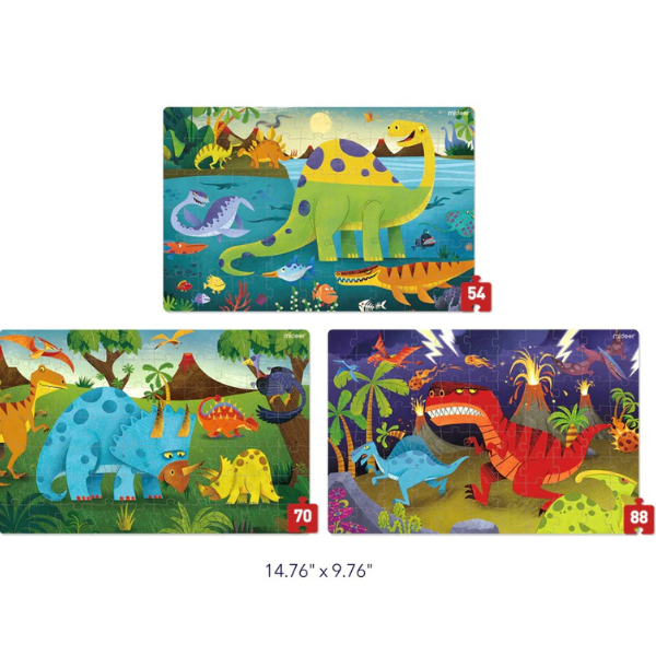 Seria de puzzle-uri „Era dinozaurilor”, 3 în 1, nivelul 4
