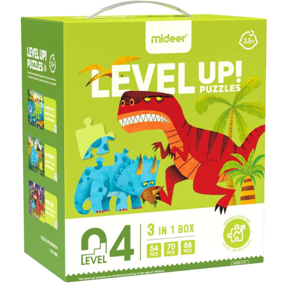 Seria de puzzle-uri „Era dinozaurilor”, 3 în 1, nivelul 4