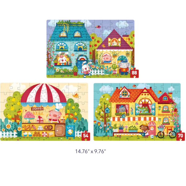 Seria de puzzle-uri „Orașul de basm”, 3 în 1, nivelul 4