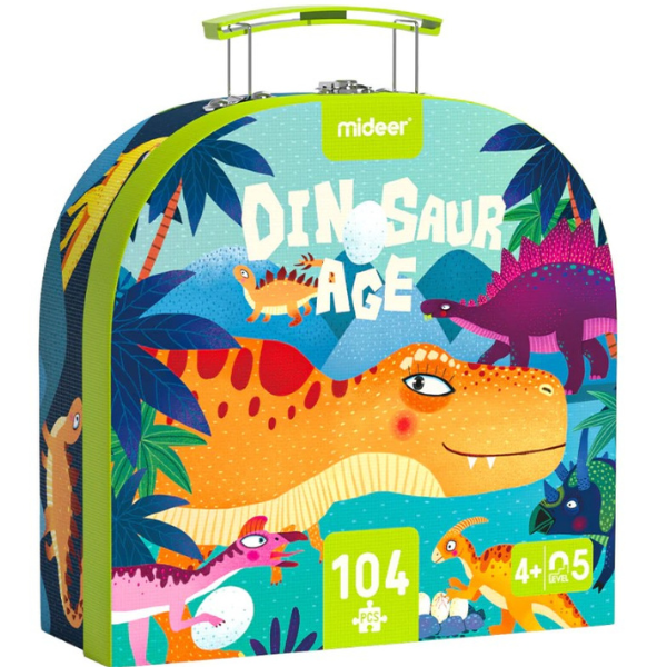 Puzzle în valiză „Era dinozaurilor”, 104 elem.