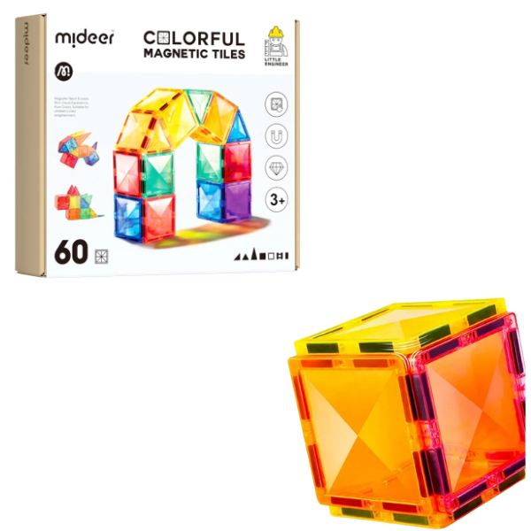 Set multicolor de construcție magnetic, 60 buc.