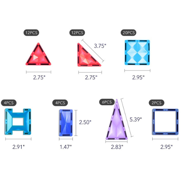 Set multicolor de construcție magnetic, 60 buc.