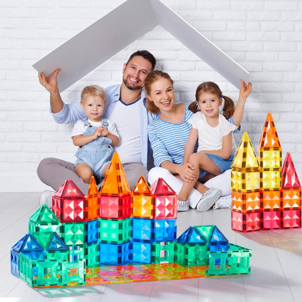 Set multicolor de construcție magnetic, 100 buc.