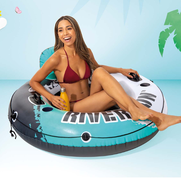 INTEX Cerc gonflabil “River run” cu mînere și suport spate, D 135 cm, pînă la 100 kg