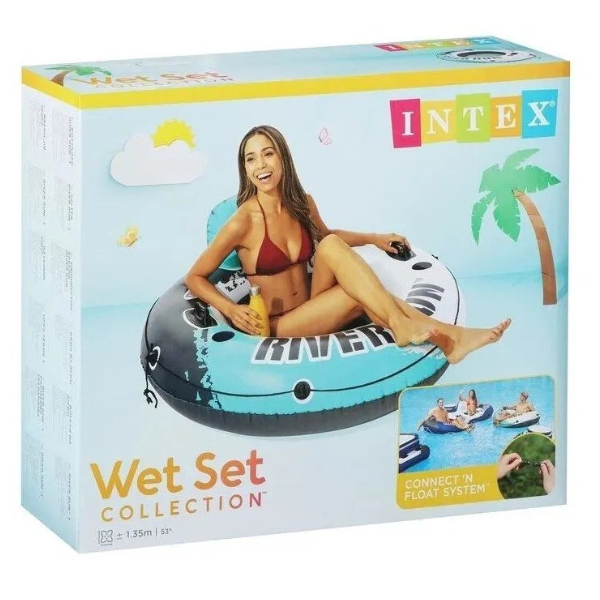 INTEX Cerc gonflabil “River run” cu mînere și suport spate, D 135 cm, pînă la 100 kg