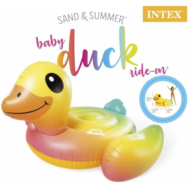 INTEX Plută-saltea gonflabilă “Rățușca” cu mânere, 147x147x81 cm, până la 40 kg, 3+